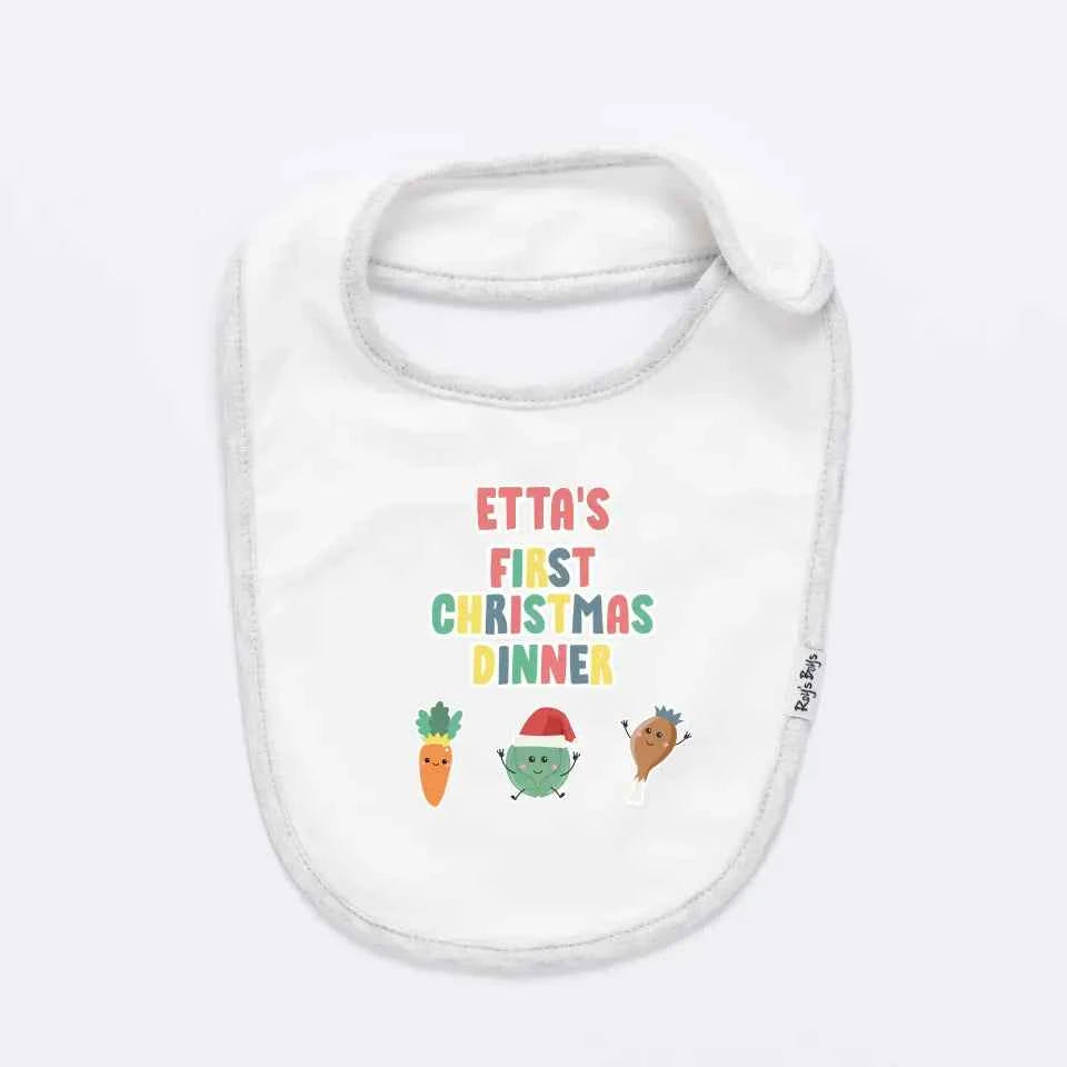 Personalised Christmas Dinner Baby Bib