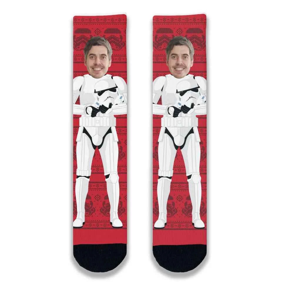 Personalised Stormtrooper Face Adult Printed Socks