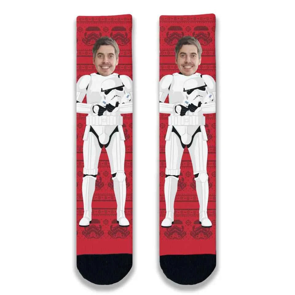 Personalised Stormtrooper Face Adult Printed Socks