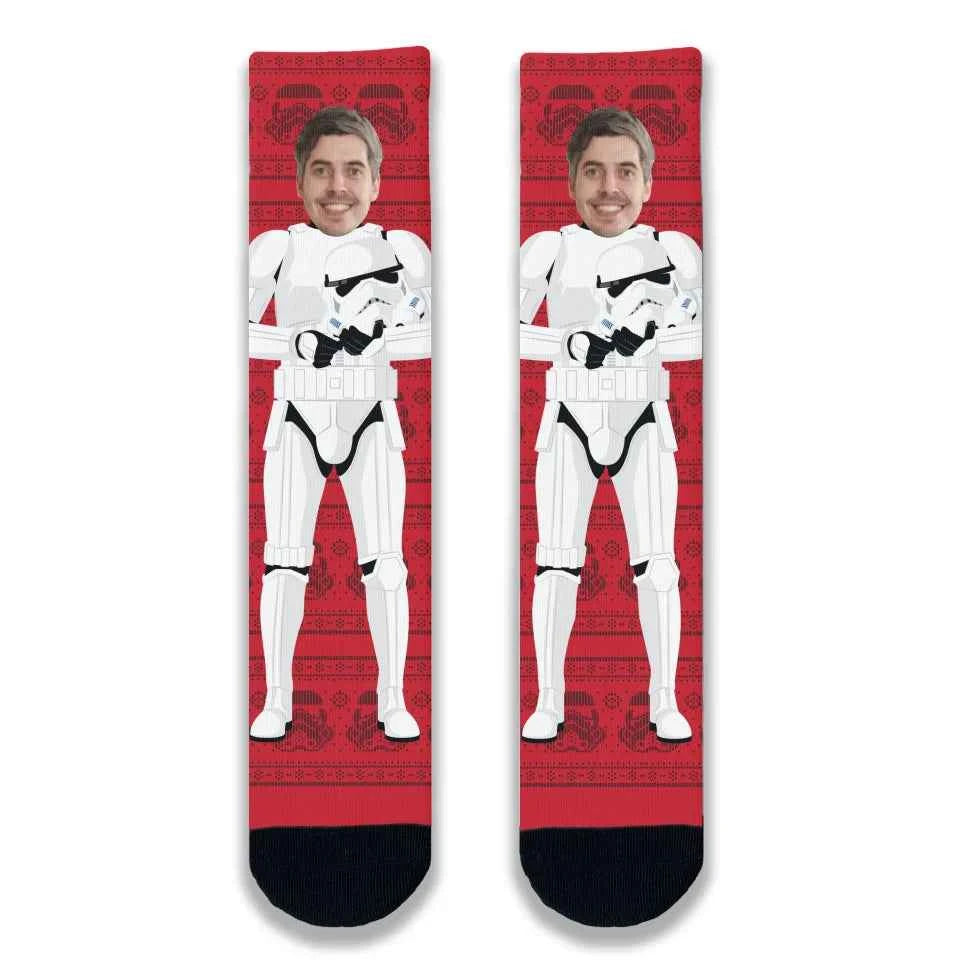 Personalised Stormtrooper Face Adult Printed Socks