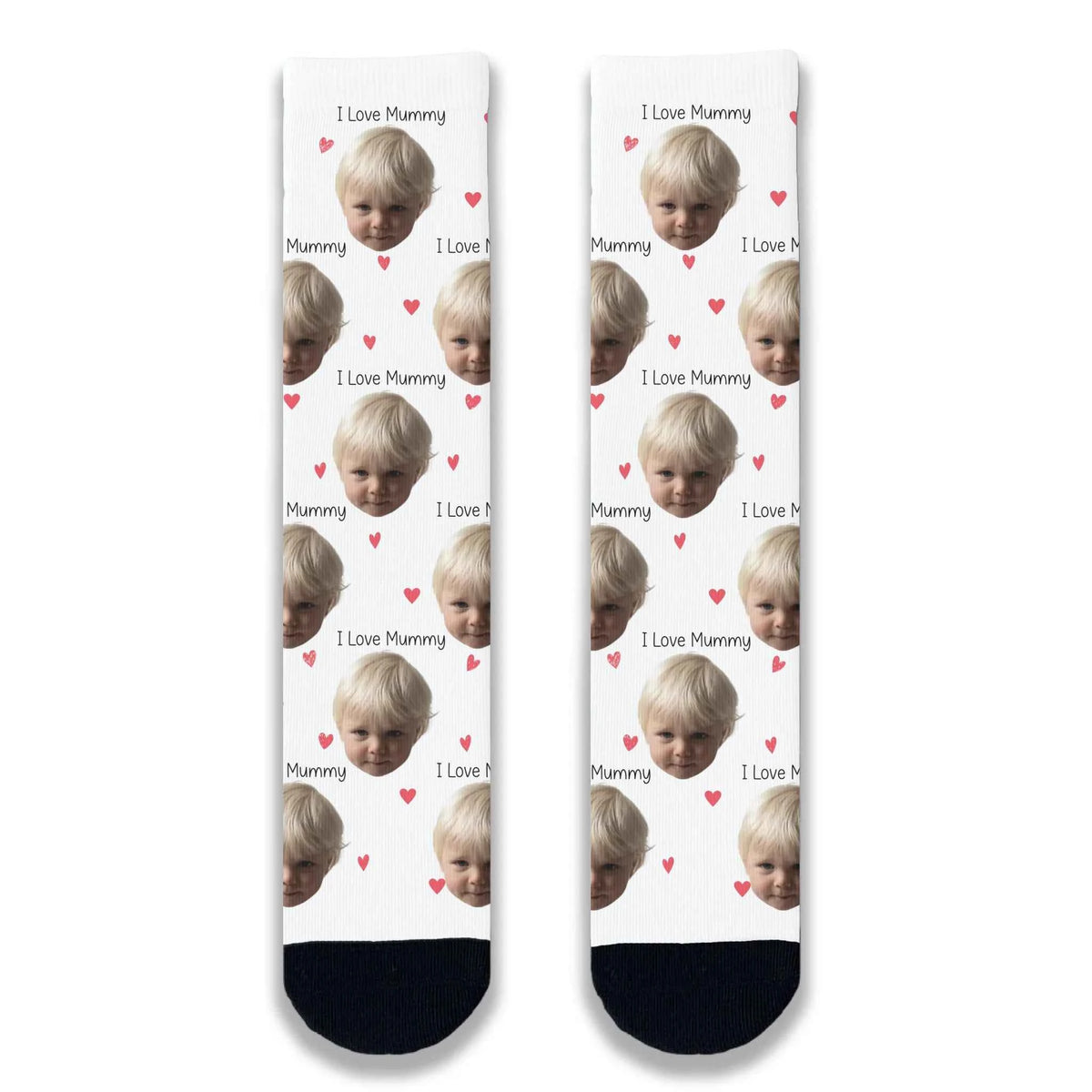 I Love Mummy Personalised Face Socks