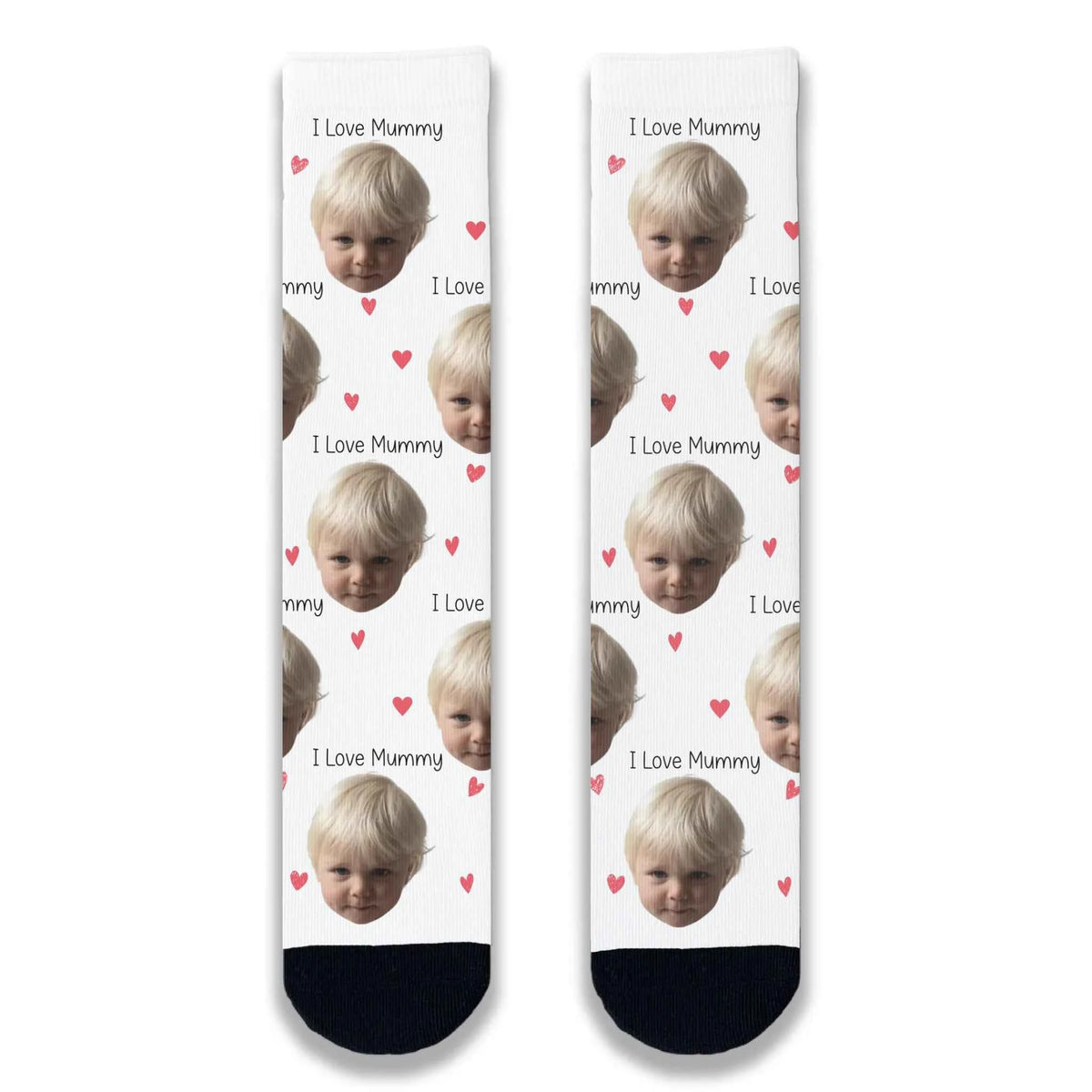 I Love Mummy Personalised Face Socks