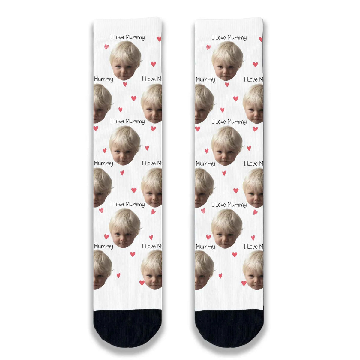 I Love Mummy Personalised Face Socks