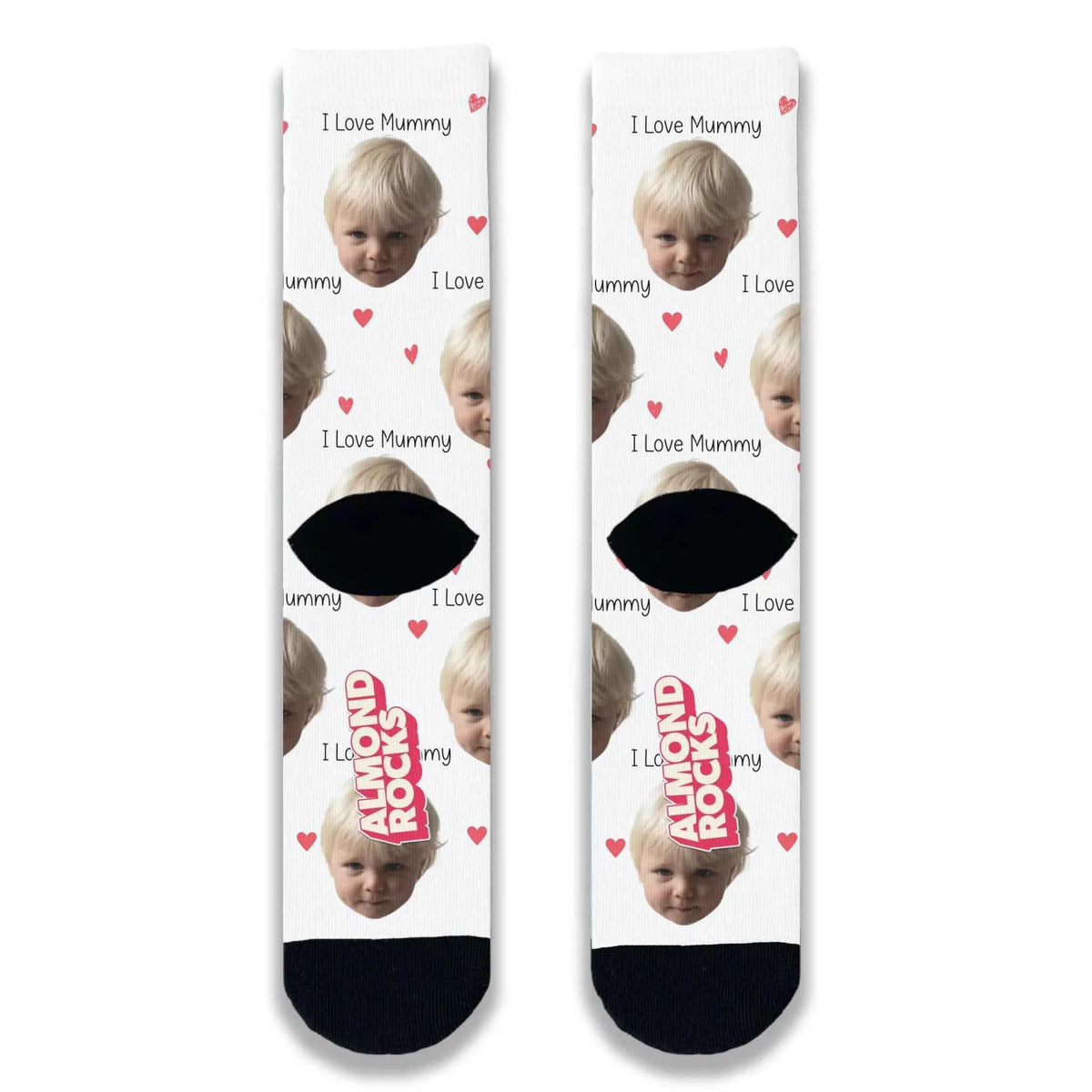 I Love Mummy Personalised Face Socks