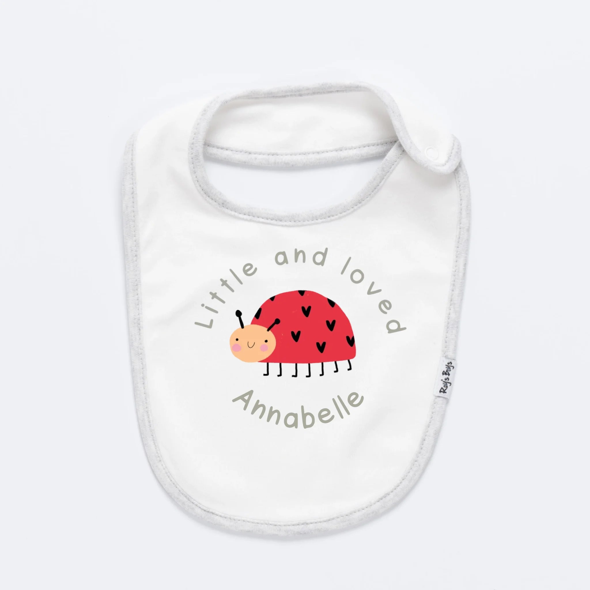 Personalised Little and Loved Ladybird Baby Bib