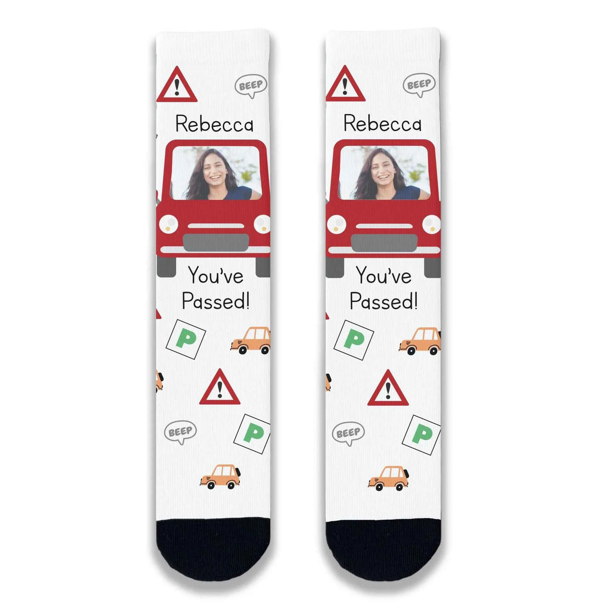 Passed Driving Test Car Personalised Face Socks