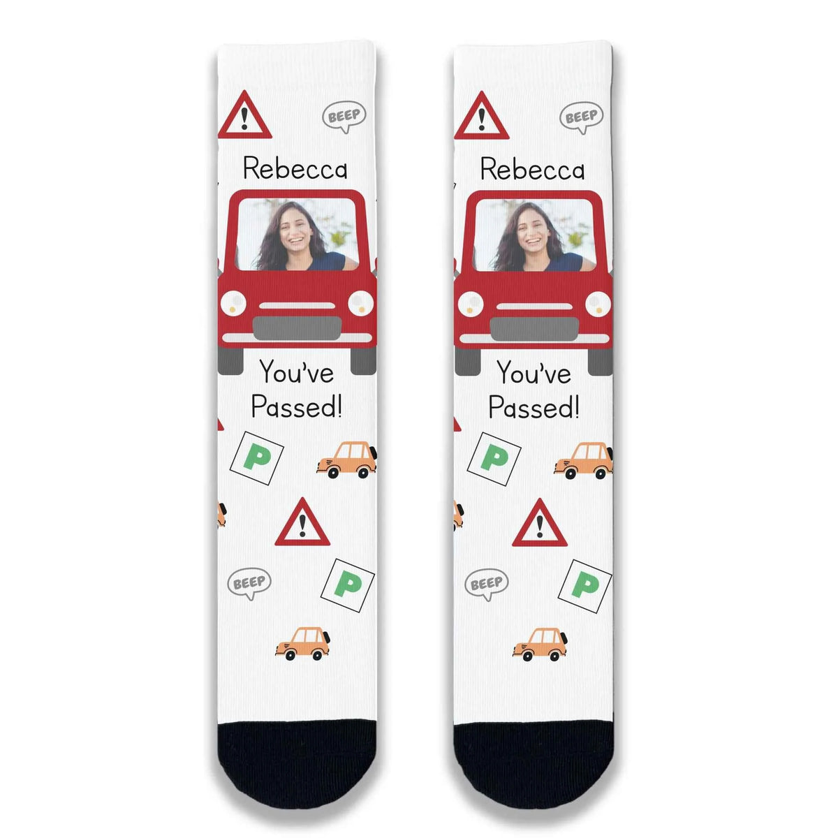 Passed Driving Test Car Personalised Face Socks