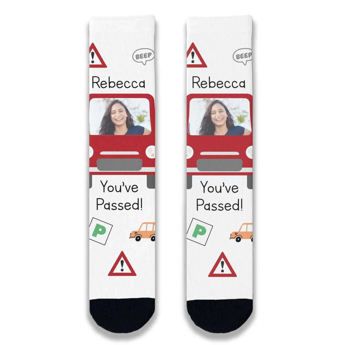 Passed Driving Test Car Personalised Face Socks