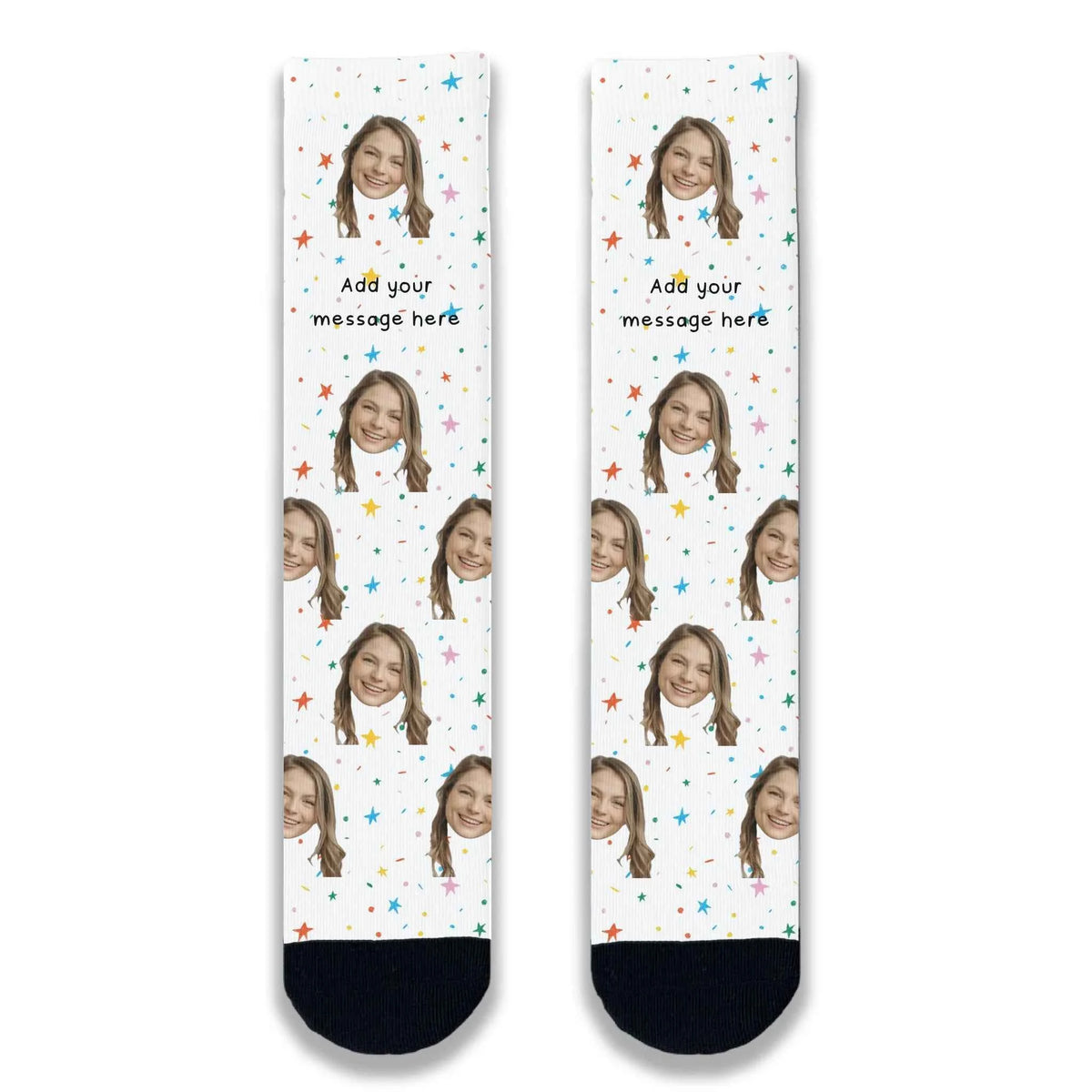 Doodle Birthday Personalised Face Socks