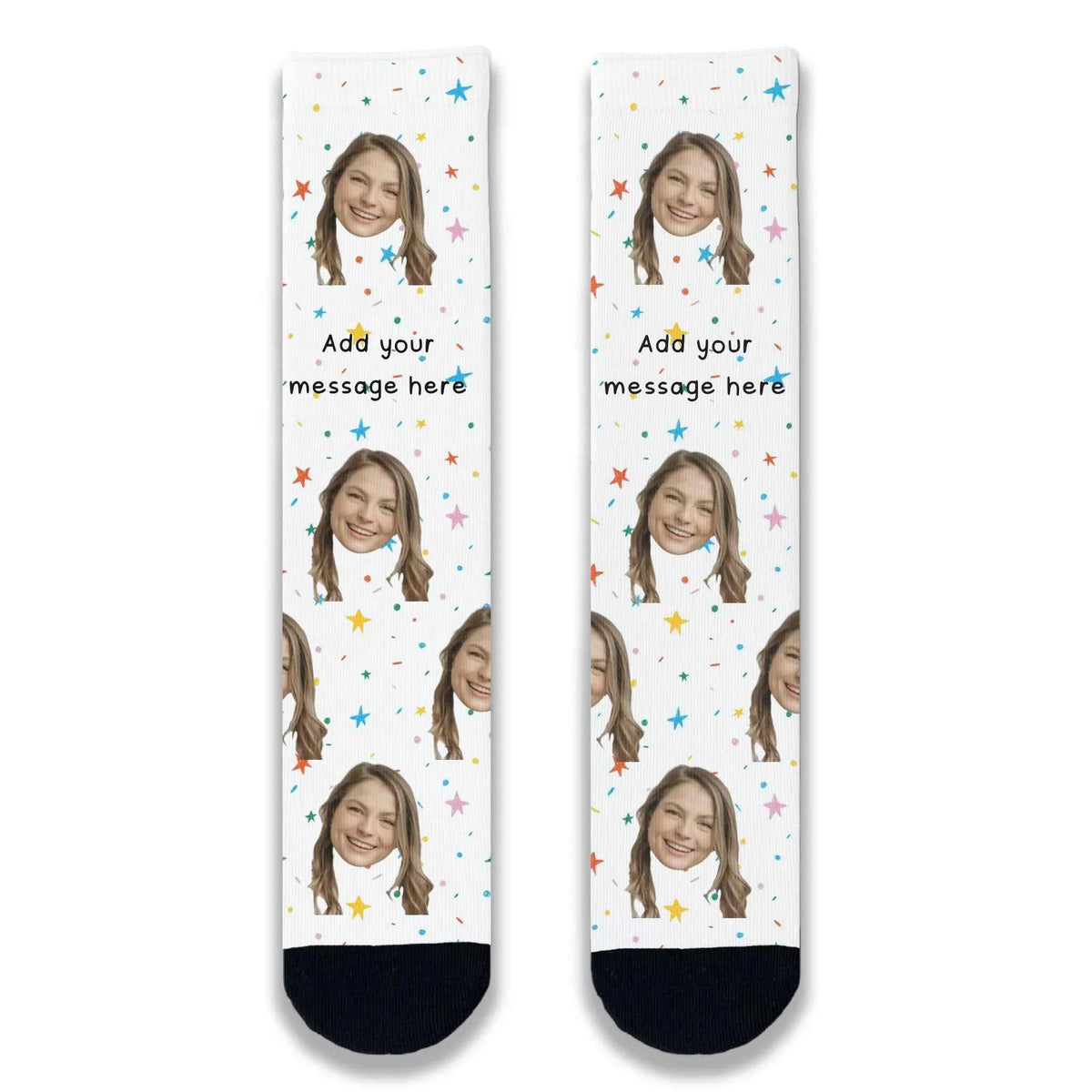 Doodle Birthday Personalised Face Socks