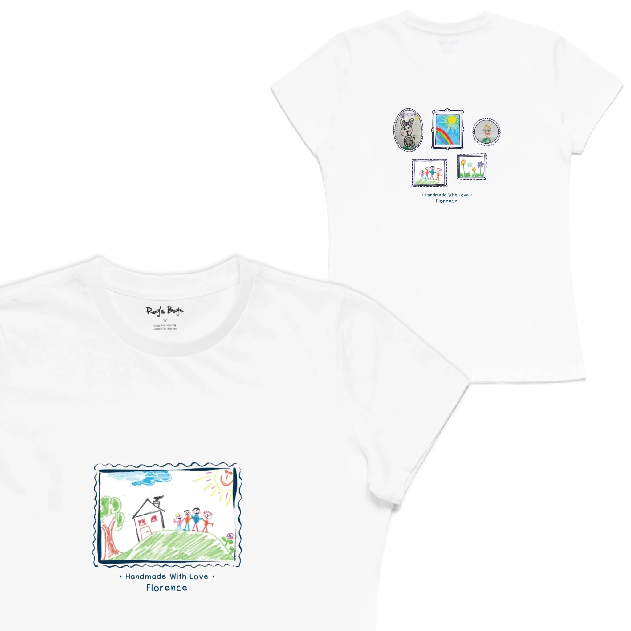 Roys Boys White T-Shirt Imagery_Womens Front and back