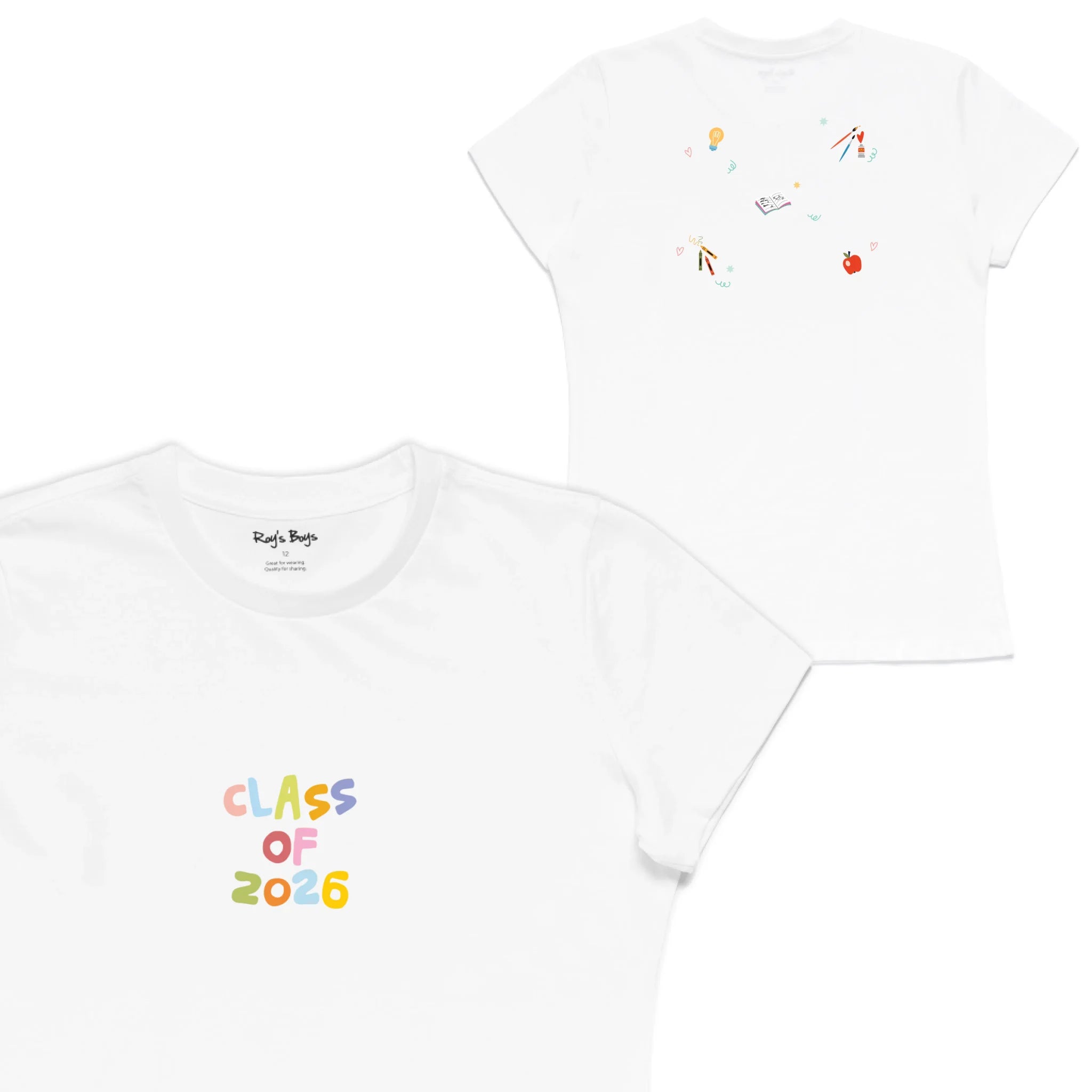 Roys Boys White T-Shirt Imagery_Womens Front and back