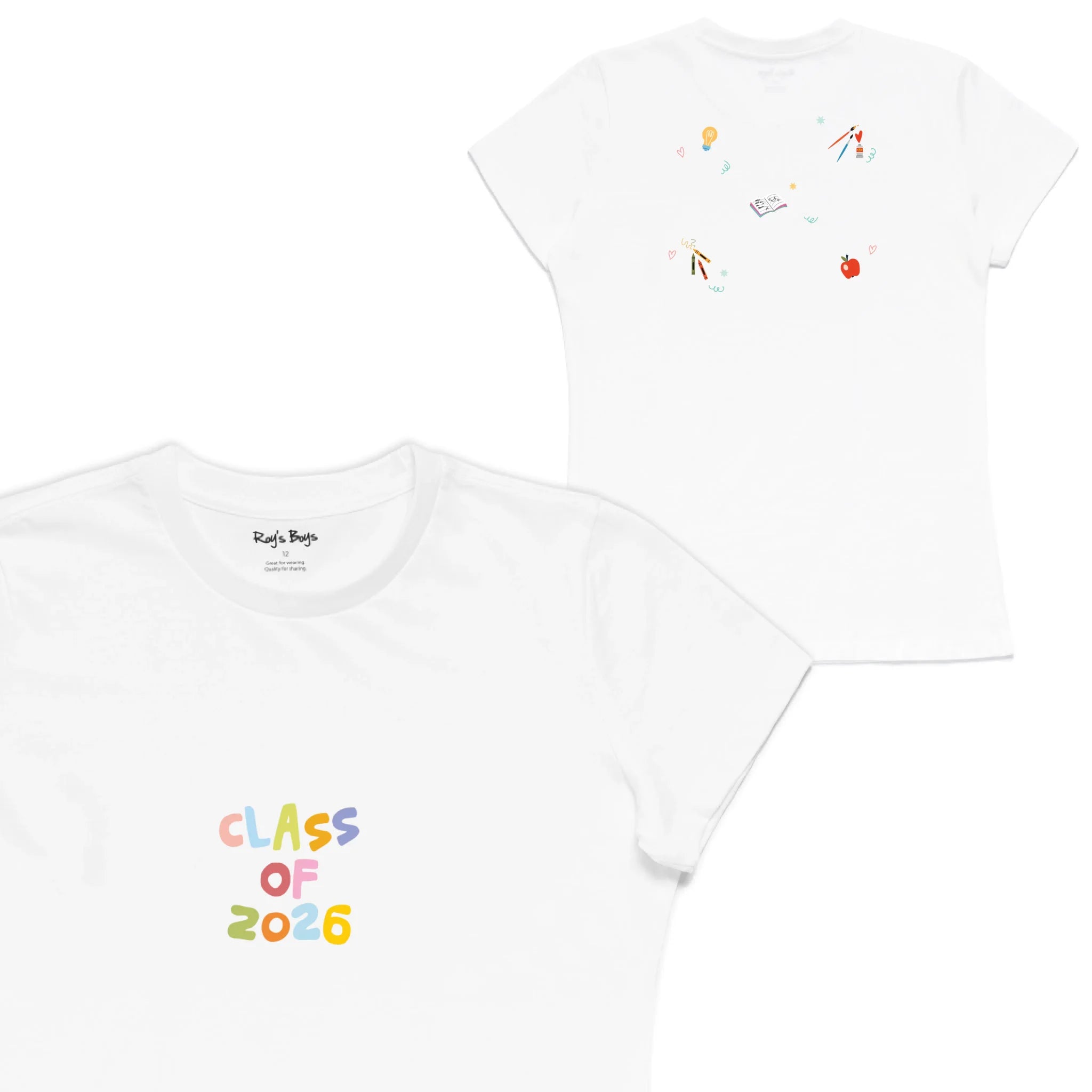 Roys Boys White T-Shirt Imagery_Womens Front and back