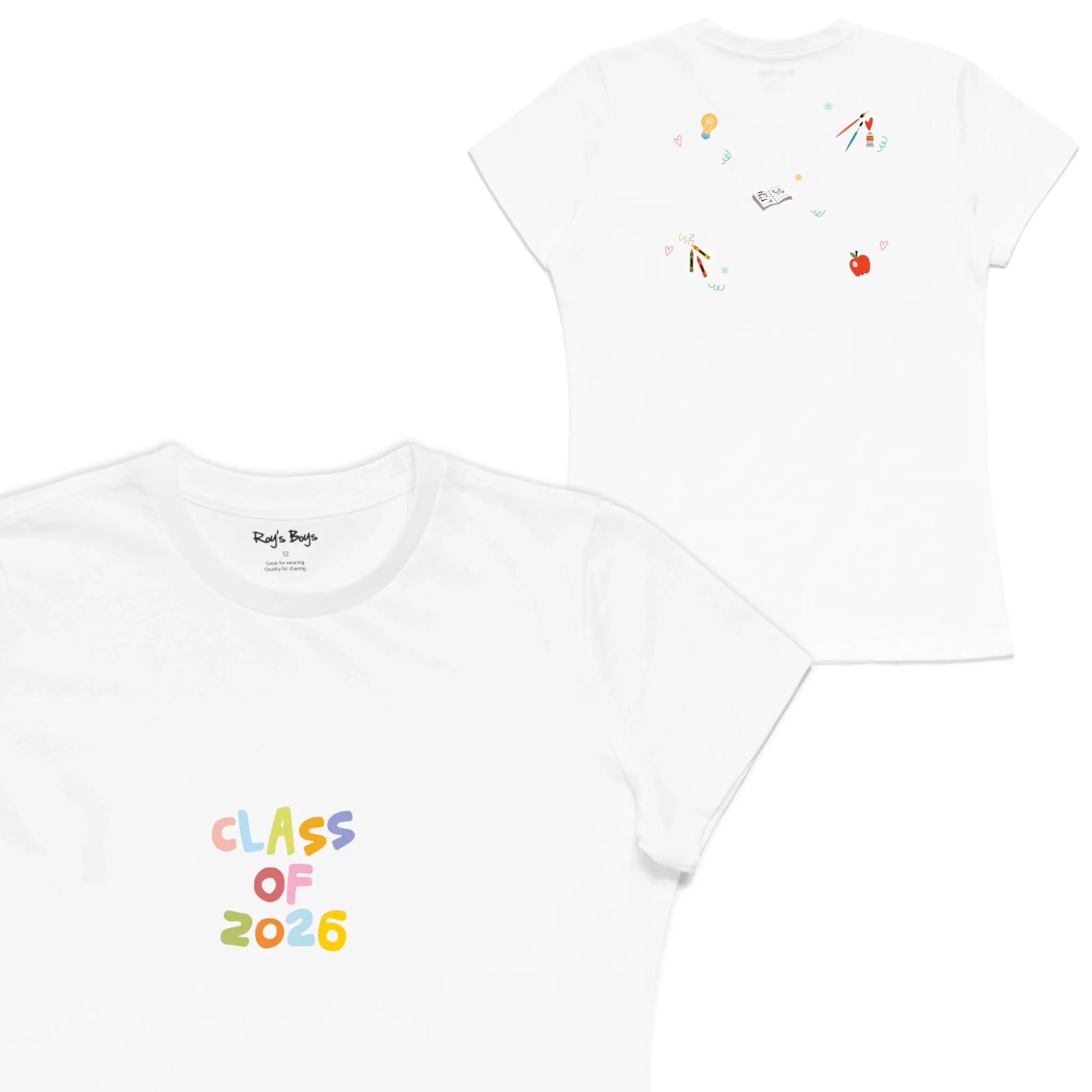 Roys Boys White T-Shirt Imagery_Womens Front and back