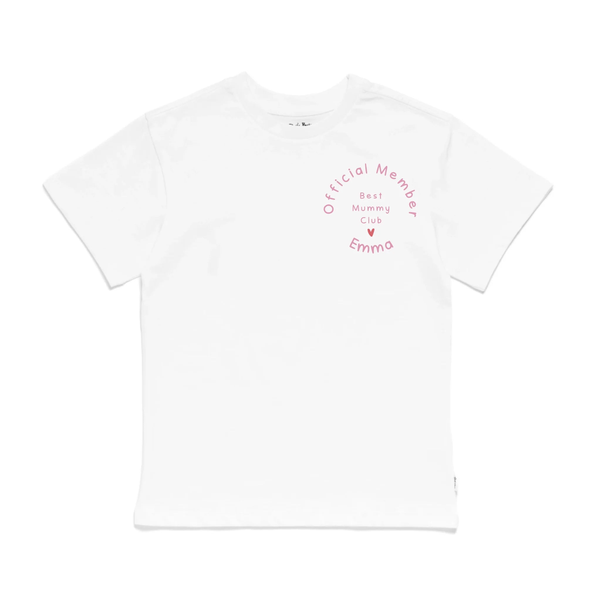 Roys Boys White T-Shirt, personalised best mummy club front profile