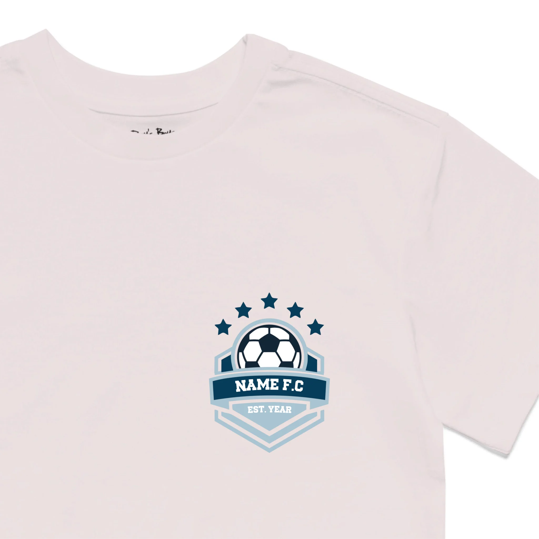 Roys Boys personalised build your own team badge Pink T-Shirt is here for all the football fanatics. Zoomed into front customisable badge.
