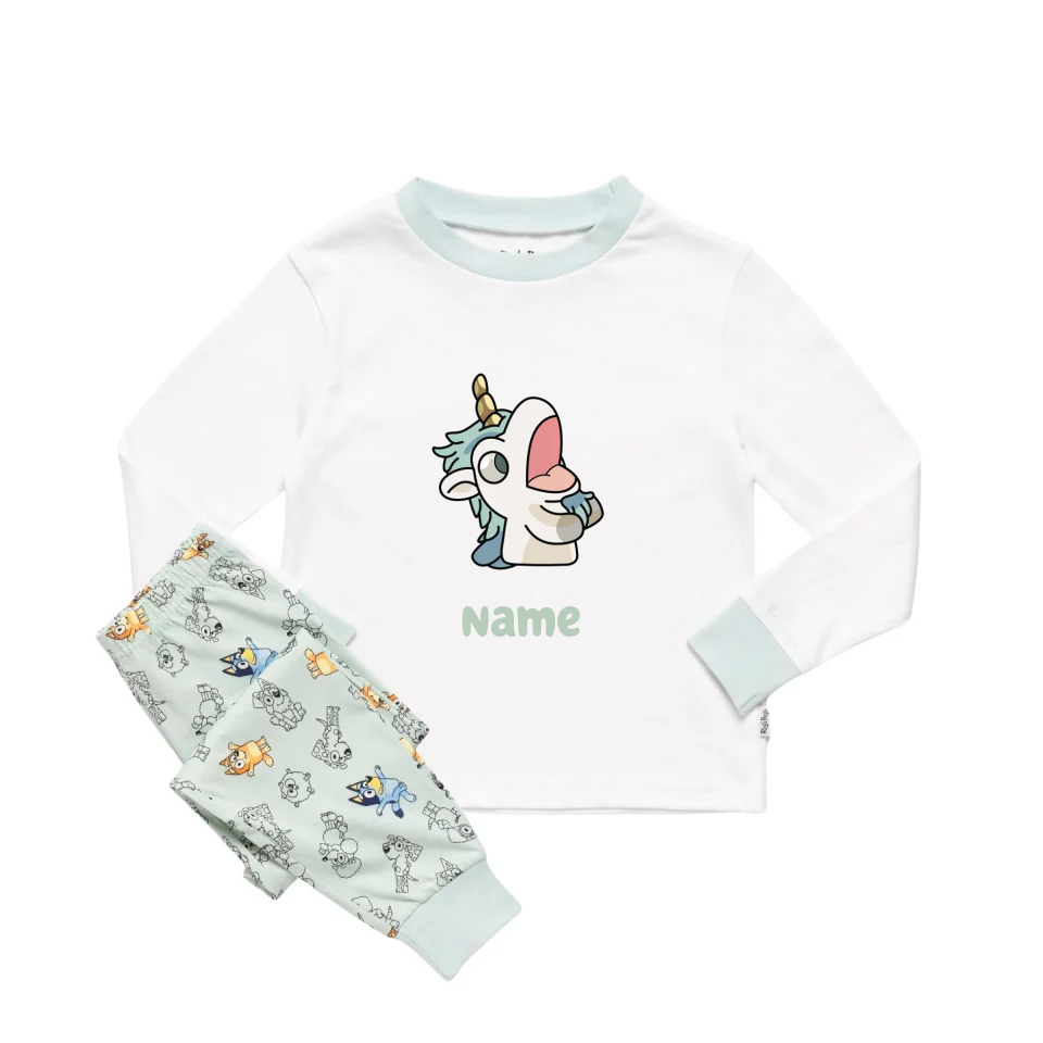 Personalised Bluey Unisex Pyjamas - Pick a Character, Name and Colour - Long Sleeve
