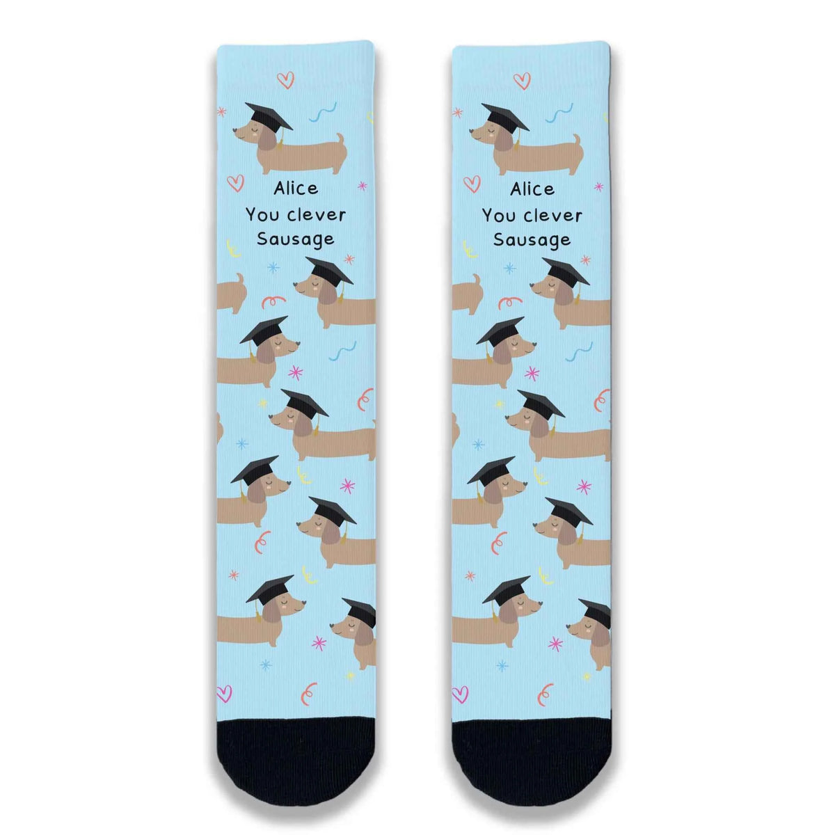 Front profile of you clever sausage socks