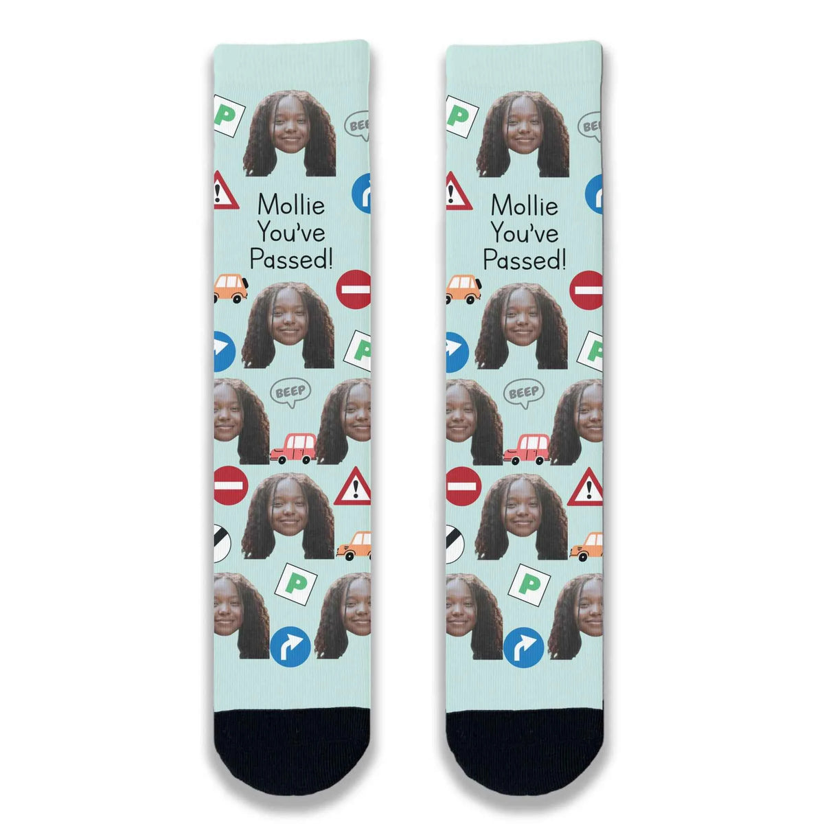 Passed Driving Test Personalised Face Socks