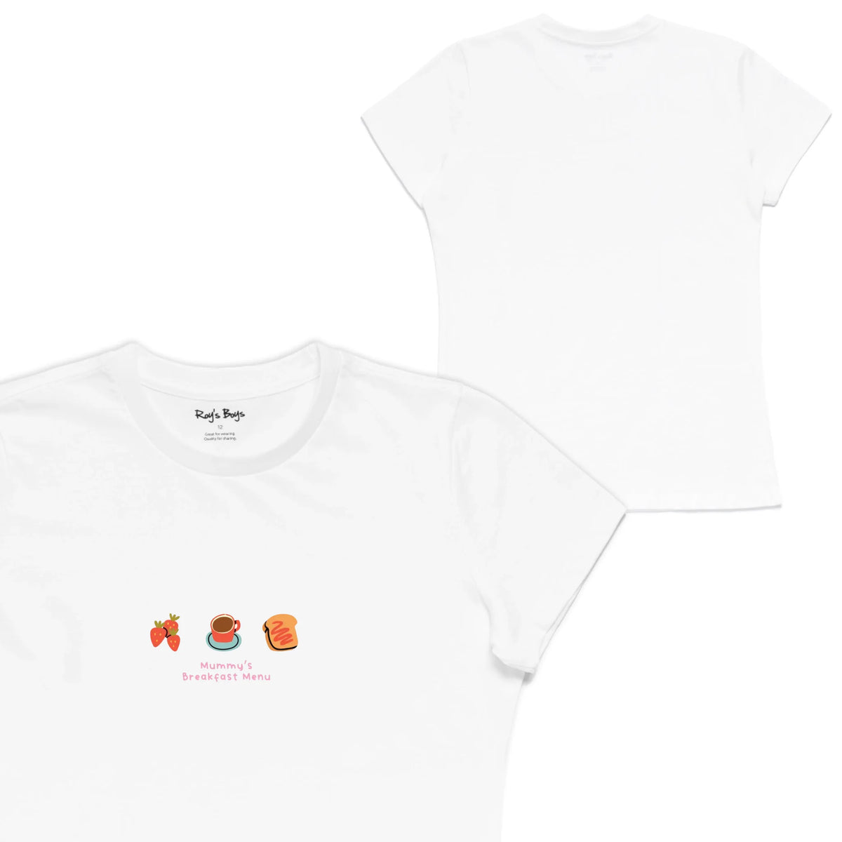 Roys Boys White T-Shirt Imagery_Womens Front and back
