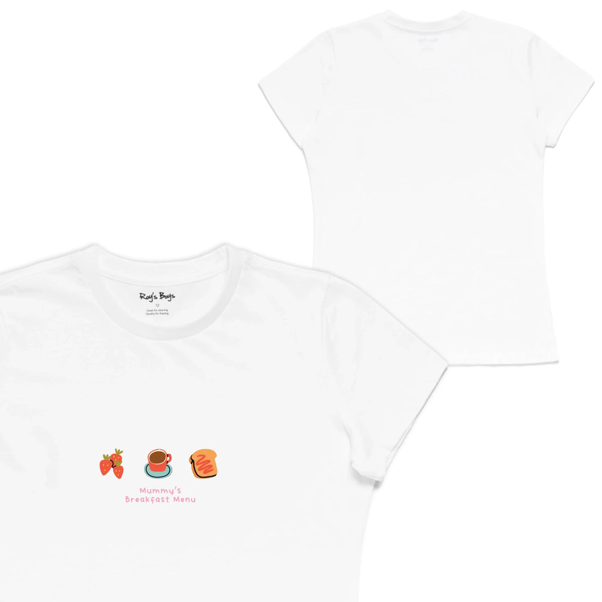 Roys Boys White T-Shirt Imagery_Womens Front and back