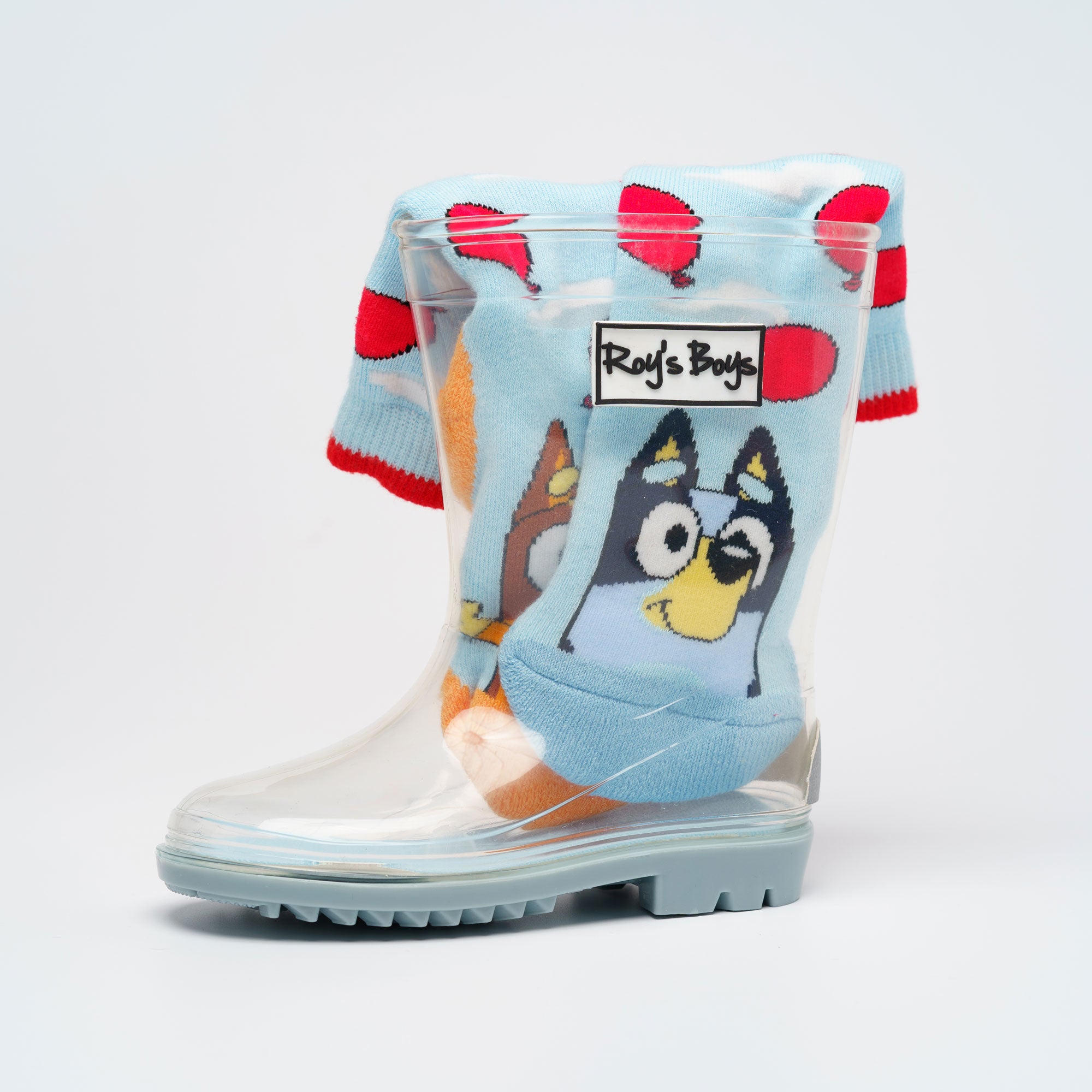 Bluey welly sock inside Roy&