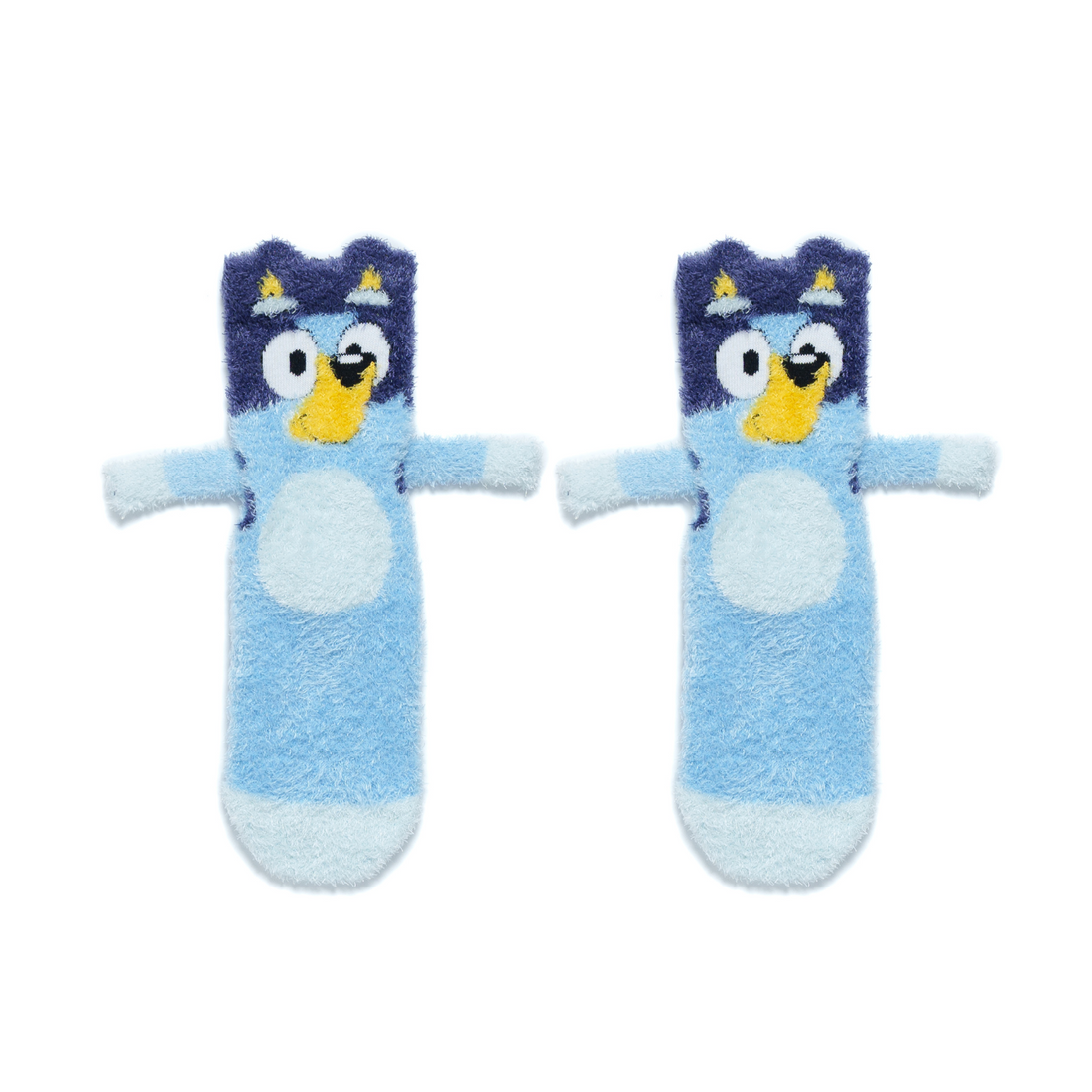 Front profile of Bluey legs be friends socks