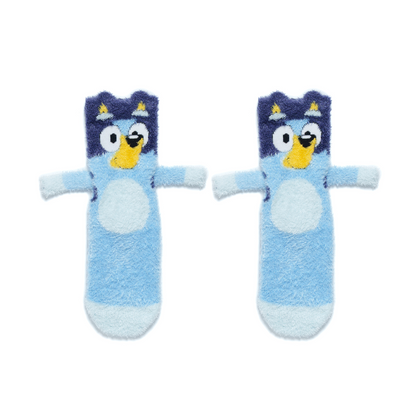 Front profile of Bluey legs be friends socks