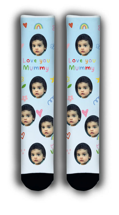 Love you Mummy Personalised Face Socks