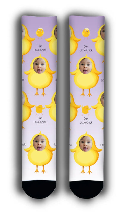 Easter Chick Personalised Face Adult Socks