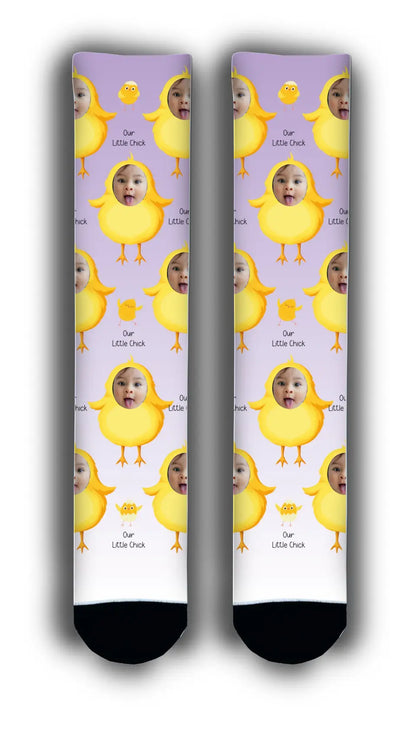 Easter Chick Personalised Face Adult Socks