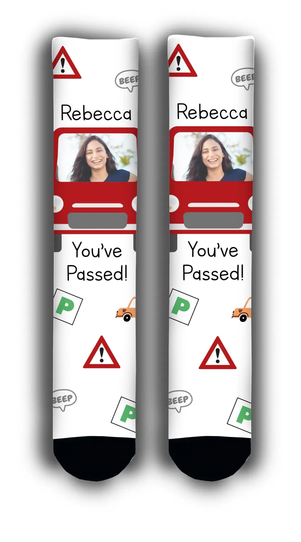 Passed Driving Test Car Personalised Face Socks