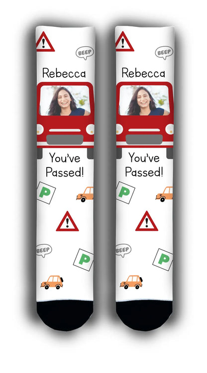 Passed Driving Test Car Personalised Face Socks