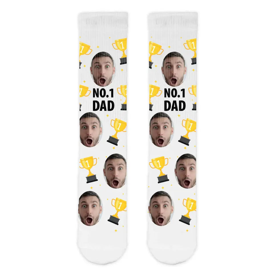 No.1 Dad Personalised Face Sports Socks