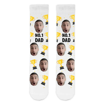 No.1 Dad Personalised Face Sports Socks