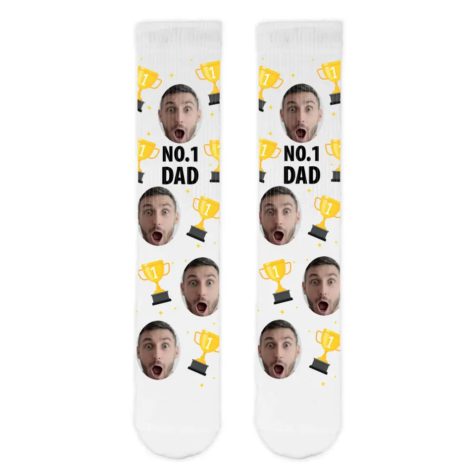 No.1 Dad Personalised Face Sports Socks