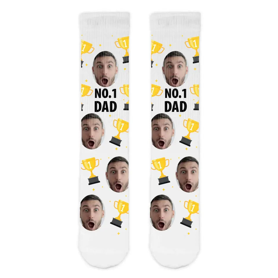 No.1 Dad Personalised Face Sports Socks