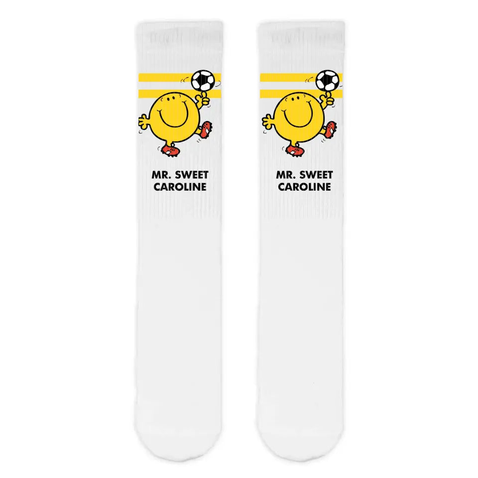 Personalised Mr. Men Football Slogan Adult Sports Socks