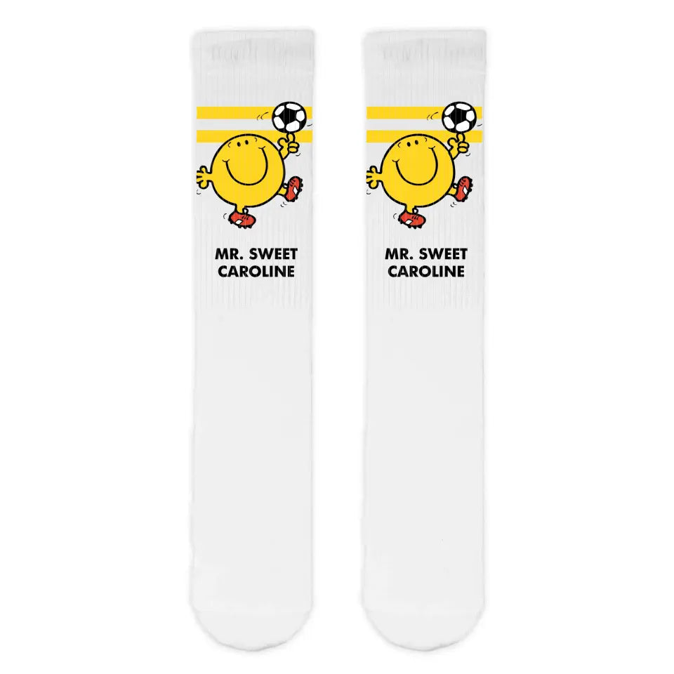 Personalised Mr. Men Football Slogan Adult Sports Socks