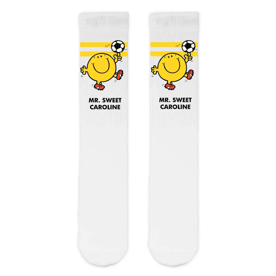 Personalised Mr. Men Football Slogan Adult Sports Socks