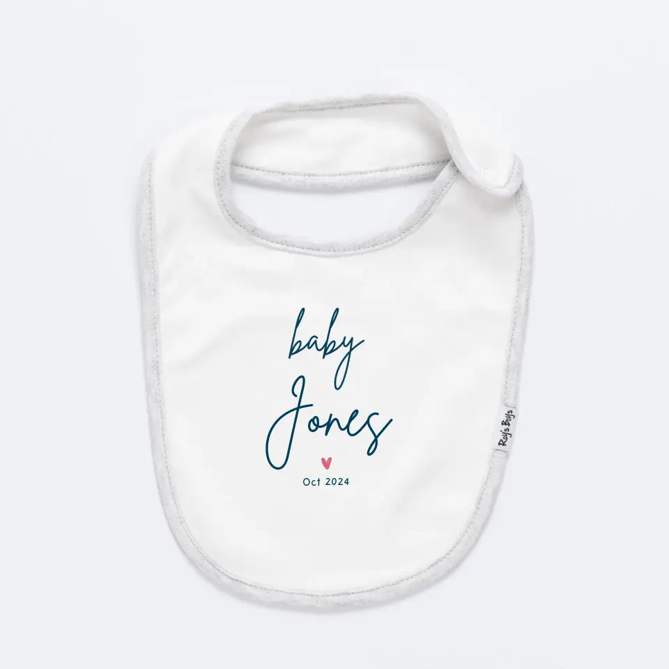 Personalised Baby Name and Due Date Baby Bib