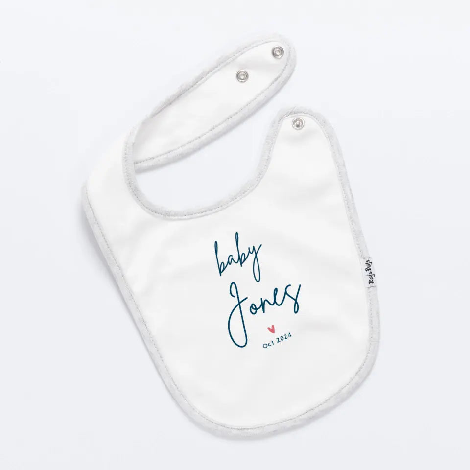 Personalised Baby Name and Due Date Baby Bib