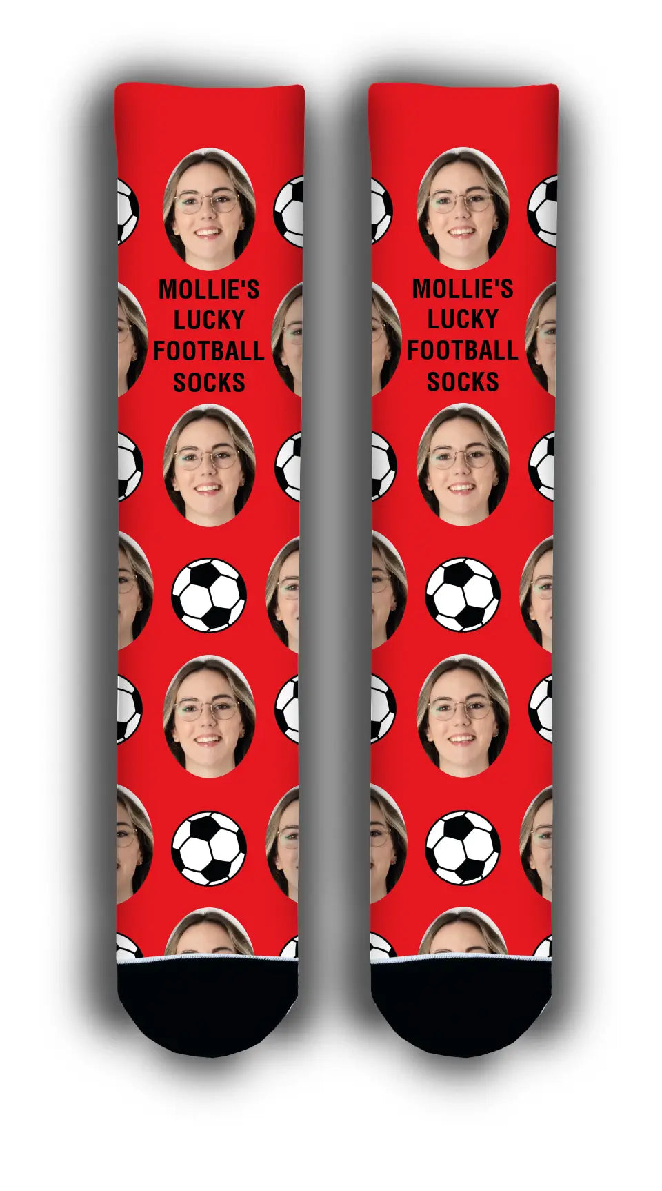 Lucky Football Personalised Face Socks