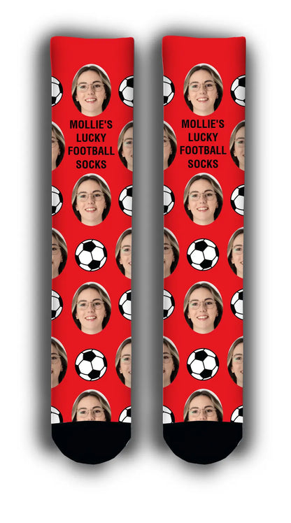 Lucky Football Personalised Face Socks
