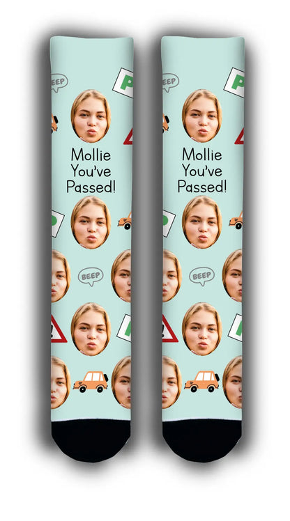 Passed Driving Test Personalised Face Socks