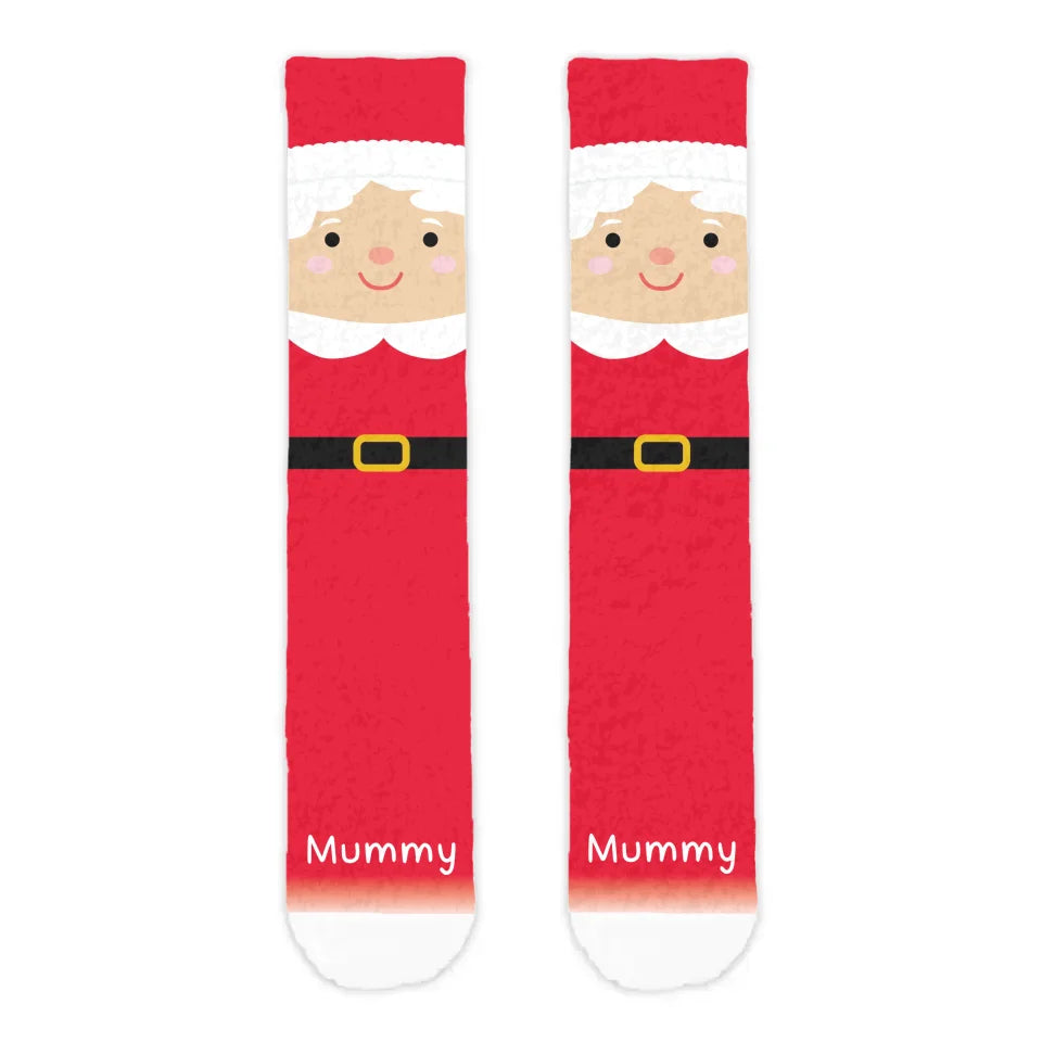 Personalised Mrs Claus Adult Printed Cosy Socks