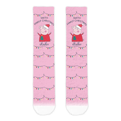 Personalised Mummy Pig Christmas Adult Cosy Socks
