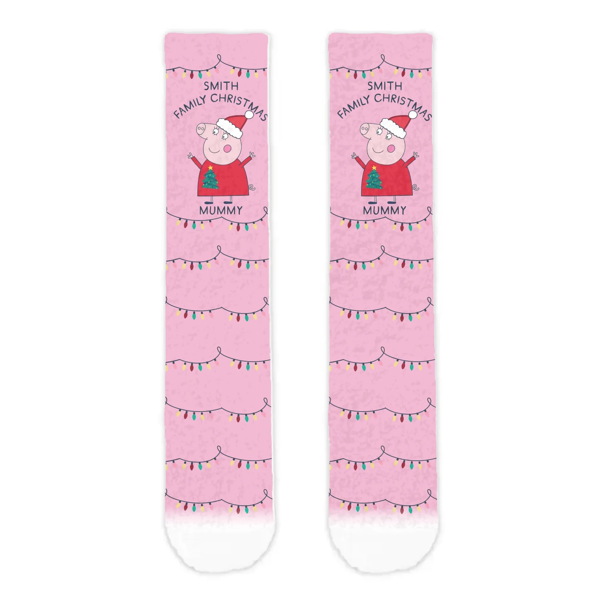 Personalised Mummy Pig Christmas Adult Cosy Socks