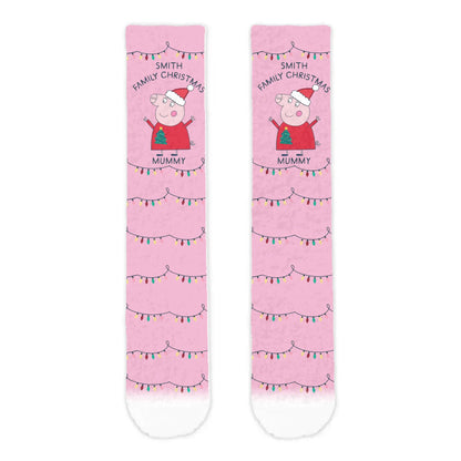 Personalised Mummy Pig Christmas Adult Cosy Socks