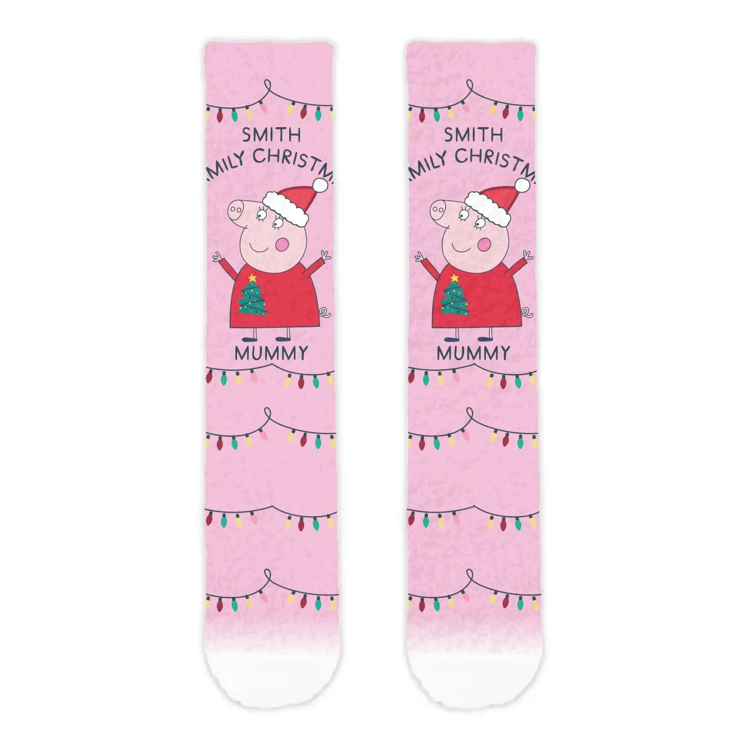 Personalised Mummy Pig Christmas Adult Cosy Socks